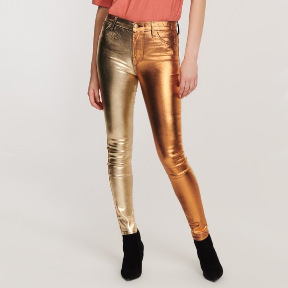 J Brand high shine gold high rise skinny jeans - Picture 2 of 11